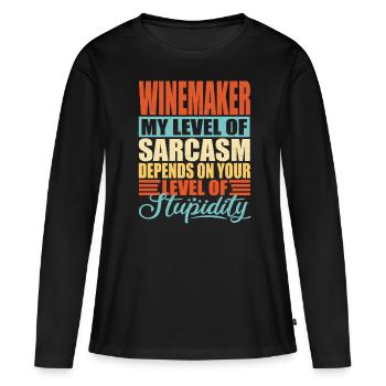 Sarcasme de vigneron Drôle de vigneron - T-shirt manches longues Premium bio Femme - noir - Devant - Julia (174cm)