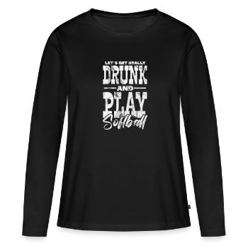 Softball - T-shirt manches longues Premium bio Femme - noir - Devant - Julia (174cm)