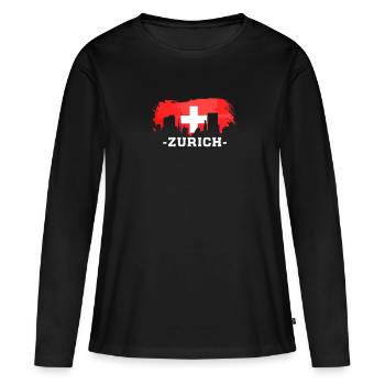 Suisse Zurich Swiss Swiss Alpes Cadeau - T-shirt manches longues Premium bio Femme - noir - Devant - Julia (174cm)