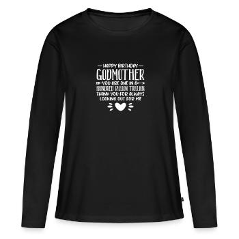 Marraine - T-shirt manches longues Premium bio Femme - noir - Devant - Julia (174cm)