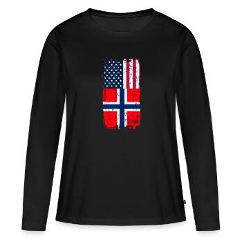 Norvège Amérique - T-shirt manches longues Premium bio Femme - noir - Devant - Julia (174cm)