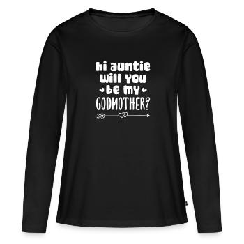 Marraine - T-shirt manches longues Premium bio Femme - noir - Devant - Julia (174cm)