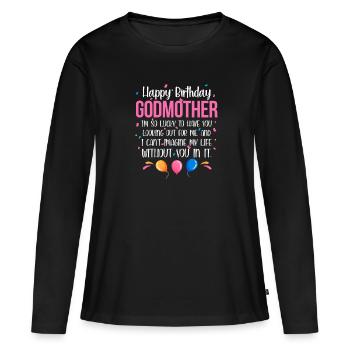 Marraine - T-shirt manches longues Premium bio Femme - noir - Devant - Julia (174cm)