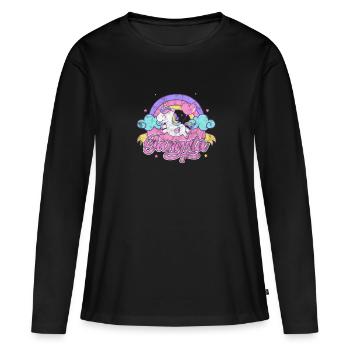Hip-hop - T-shirt manches longues Premium bio Femme - noir - Devant - Julia (174cm)
