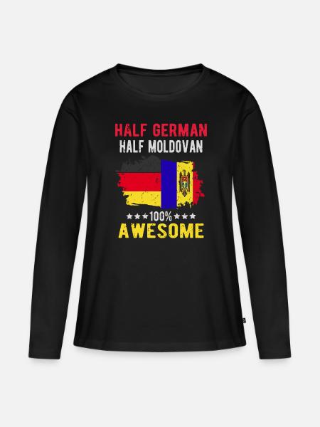 Halb Deutsch Halb Moldawier - Frauen Premium Bio Langarmshirt - Schwarz