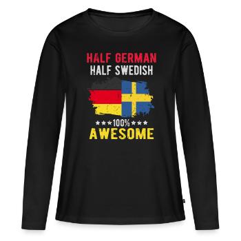 Moitié allemand moitié suédois - T-shirt manches longues Premium bio Femme - noir - Devant - Julia (174cm)