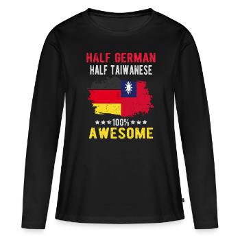 Moitié allemand moitié taïwanais - T-shirt manches longues Premium bio Femme - noir - Devant - Julia (174cm)