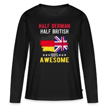 Moitié allemand moitié britannique - T-shirt manches longues Premium bio Femme - noir - Devant - Julia (174cm)