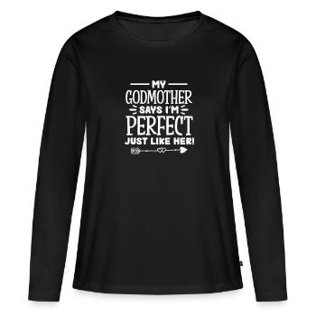 Marraine - T-shirt manches longues Premium bio Femme - noir - Devant - Julia (174cm)