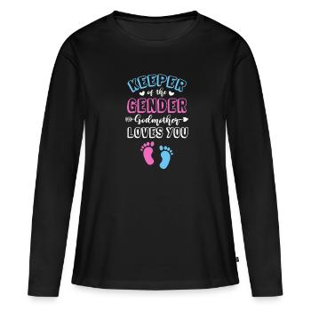 Marraine - T-shirt manches longues Premium bio Femme - noir - Devant - Julia (174cm)