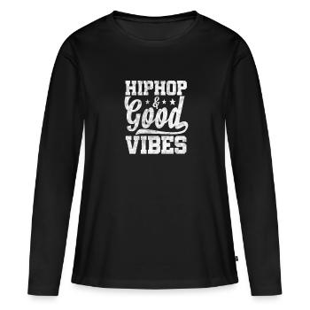 Hip-hop - T-shirt manches longues Premium bio Femme - noir - Devant - Julia (174cm)