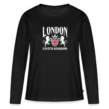 Londres Royaume-Uni Royaume-Uni Angleterre Cadeau - T-shirt manches longues Premium bio Femme - noir - Devant - Julia (174cm)