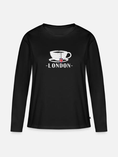London - Frauen Premium Bio Langarmshirt - Schwarz
