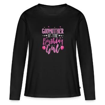 Marraine Tante Marraine Baptême Nièce Neveu Cadeau - T-shirt manches longues Premium bio Femme - noir - Devant - Julia (174cm)