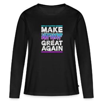 Hip-hop - T-shirt manches longues Premium bio Femme - noir - Devant - Julia (174cm)