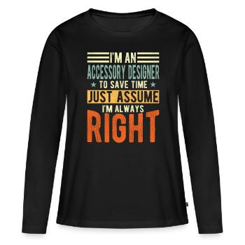Concepteur d’accessoires - T-shirt manches longues Premium bio Femme - noir - Devant - Julia (174cm)