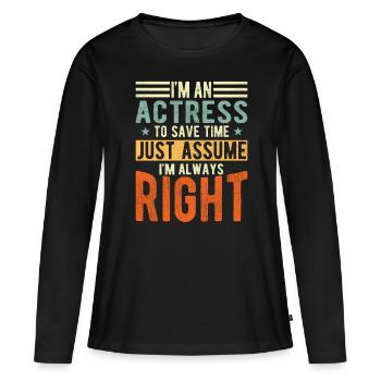Actrice - T-shirt manches longues Premium bio Femme - noir - Devant - Julia (174cm)
