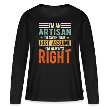 Artisan - T-shirt manches longues Premium bio Femme - noir - Devant - Julia (174cm)