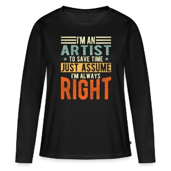 Artiste - T-shirt manches longues Premium bio Femme - noir - Devant - Julia (174cm)