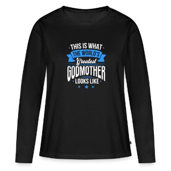 Marraine - T-shirt manches longues Premium bio Femme - noir - Devant - Julia (174cm)
