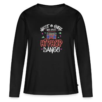 Hip-hop - T-shirt manches longues Premium bio Femme - noir - Devant - Julia (174cm)