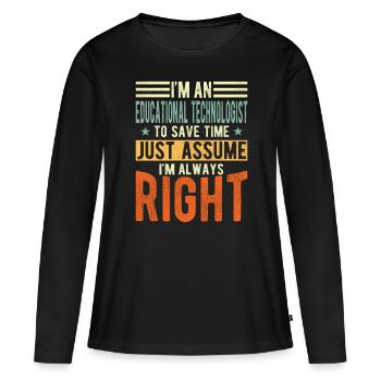 Technologue en éducation - T-shirt manches longues Premium bio Femme - noir - Devant - Julia (174cm)