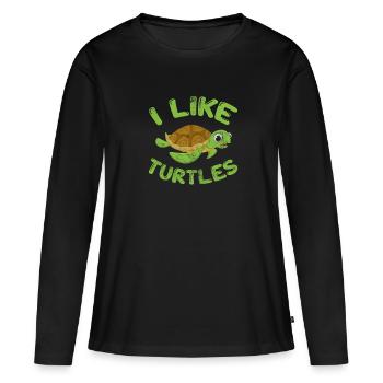 Tortue - T-shirt manches longues Premium bio Femme - noir - Devant - Julia (174cm)