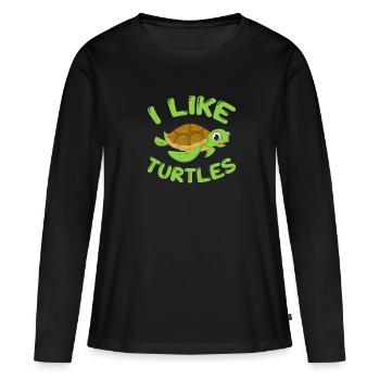 Tortue Tortue Sea Créatures marines Cadeau - T-shirt manches longues Premium bio Femme - noir - Devant - Julia (174cm)