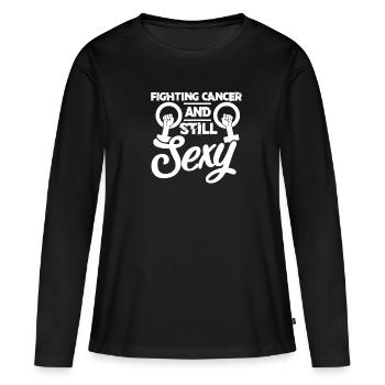 Cancer Maladie Maladie Combattre Cadeau - T-shirt manches longues Premium bio Femme - noir - Devant - Julia (174cm)