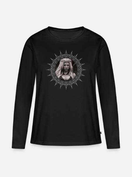 Schildmaid Wikinger Kriegerin Mittelalter - Frauen Premium Bio Langarmshirt - Schwarz
