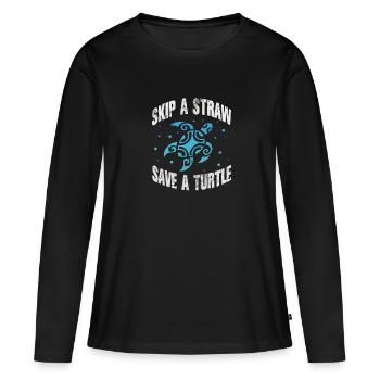 Tortue - T-shirt manches longues Premium bio Femme - noir - Devant - Julia (174cm)
