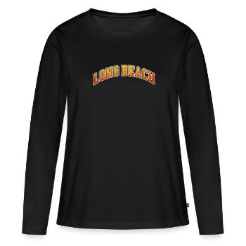 Plage de Long - T-shirt manches longues Premium bio Femme - noir - Devant - Julia (174cm)