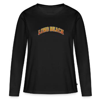 Long Beach Californie États-Unis Amérique LA Cadeau - T-shirt manches longues Premium bio Femme - noir - Devant - Julia (174cm)