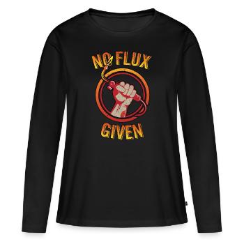 Pas de flux donné drôle soudeur Torche Jeu de mots Ironworker - T-shirt manches longues Premium bio Femme - noir - Devant - Julia (174cm)