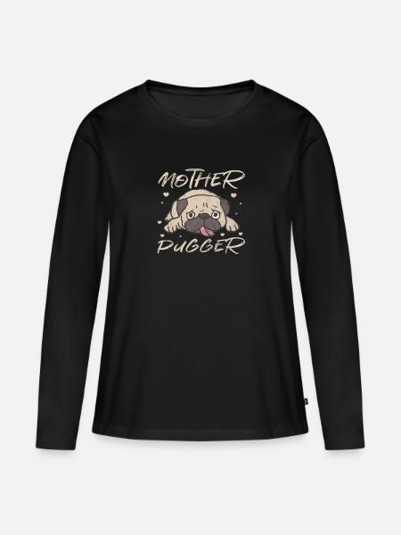 Mops - Frauen Premium Bio Langarmshirt - Schwarz