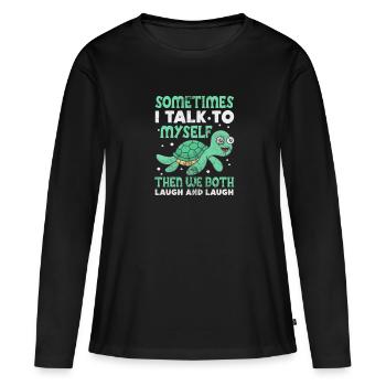 Tortue - T-shirt manches longues Premium bio Femme - noir - Devant - Julia (174cm)