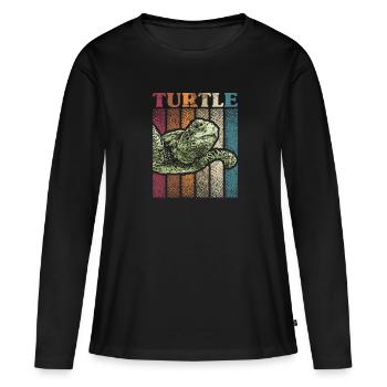 Tortue - T-shirt manches longues Premium bio Femme - noir - Devant - Julia (174cm)