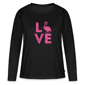 Flamant - T-shirt manches longues Premium bio Femme - noir - Devant - Julia (174cm)