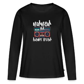 Hip-hop - T-shirt manches longues Premium bio Femme - noir - Devant - Julia (174cm)
