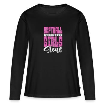 Softball - T-shirt manches longues Premium bio Femme - noir - Devant - Julia (174cm)
