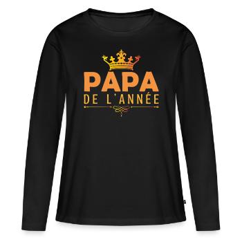 Fête des pères, Papa de l’année cadeau pour papa ! - T-shirt manches longues Premium bio Femme - noir - Devant - Julia (174cm)