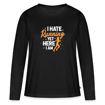 Courir - T-shirt manches longues Premium bio Femme - noir - Devant - Julia (174cm)