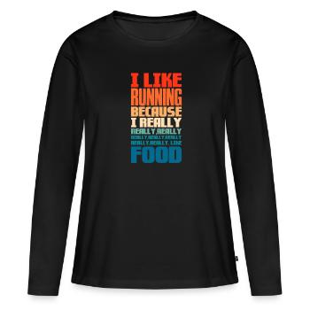 Laufen - Frauen Premium Bio Langarmshirt - Schwarz - Vorne - Julia (174cm)