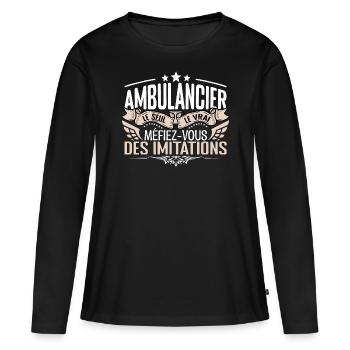 Ambulancier le seul Ambulancier le vrai Ambulancie - T-shirt manches longues Premium bio Femme - noir - Devant - Julia (174cm)