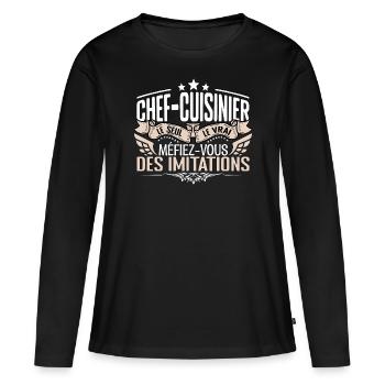 Cuisinier le seul Cuisinier le vrai Cuisinier - T-shirt manches longues Premium bio Femme - noir - Devant - Julia (174cm)