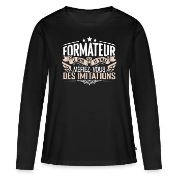Formateur le seul Formateur le vrai Formateur - T-shirt manches longues Premium bio Femme - noir - Devant - Julia (174cm)