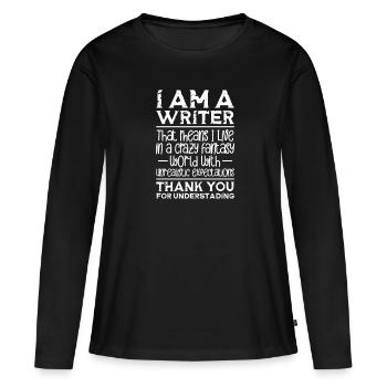 Author - Women's Premium Organic Long Sleeve Shirt - black - Front - Julia (174cm)