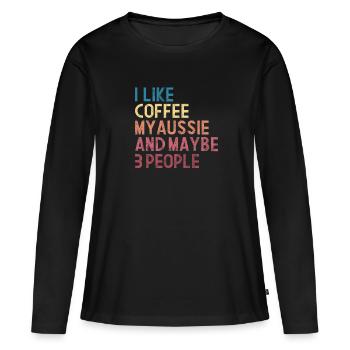 Kaffee Aussie - Frauen Premium Bio Langarmshirt - Schwarz - Vorne - Julia (174cm)