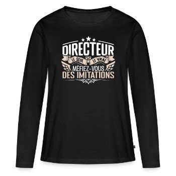 Directeur le seul Directeur le vrai Directeur - T-shirt manches longues Premium bio Femme - noir - Devant - Julia (174cm)