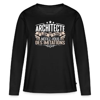Architecte le seul Architecte le vrai Architecte - T-shirt manches longues Premium bio Femme - noir - Devant - Julia (174cm)